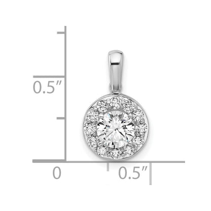 14K Weißgold Anhänger mit 1 ct. im Labor gezüchteten Diamanten, VS/SI+ G+, rund, mit Halo-Fassung
