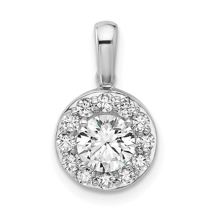 14K Weißgold Anhänger mit 1 ct. im Labor gezüchteten Diamanten, VS/SI+ G+, rund, mit Halo-Fassung
