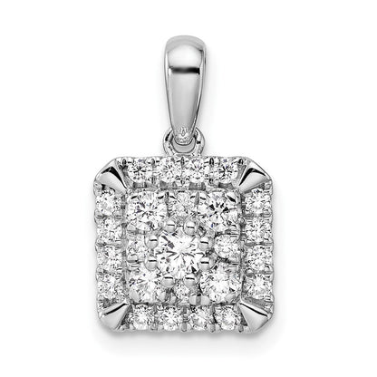 14K Weißgold Anhänger mit 0,5 ct. laborgezüchteten Diamanten VS/SI+ G+, quadratisches Cluster-Design