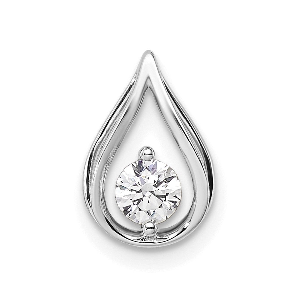 14K Weißgold 0,25 ct. Laborgezüchteter Diamant VS/SI+ G+ Tropfen-Ketten-Gleitanhänger