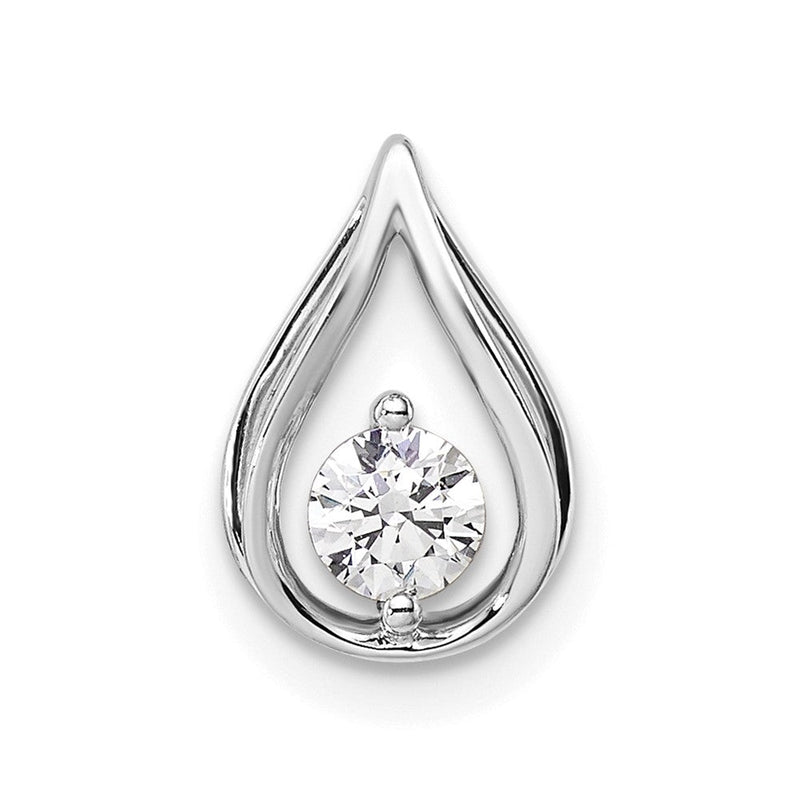 14K Weißgold 0,25 ct. Laborgezüchteter Diamant VS/SI+ G+ Tropfen-Ketten-Gleitanhänger