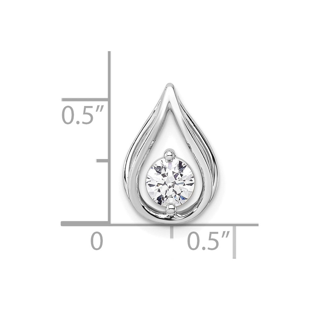 14K Weißgold Anhänger mit 0,5 ct. Labor Gezüchtetem Diamant VS/SI+ G+ in Tropfenform zum Aufschieben auf die Kette