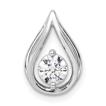 14K Weißgold Anhänger mit 0,5 ct. Labor Gezüchtetem Diamant VS/SI+ G+ in Tropfenform zum Aufschieben auf die Kette