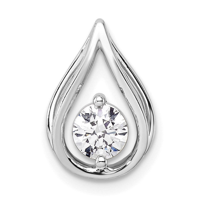14K Weißgold Anhänger mit 0,5 ct. Labor Gezüchtetem Diamant VS/SI+ G+ in Tropfenform zum Aufschieben auf die Kette
