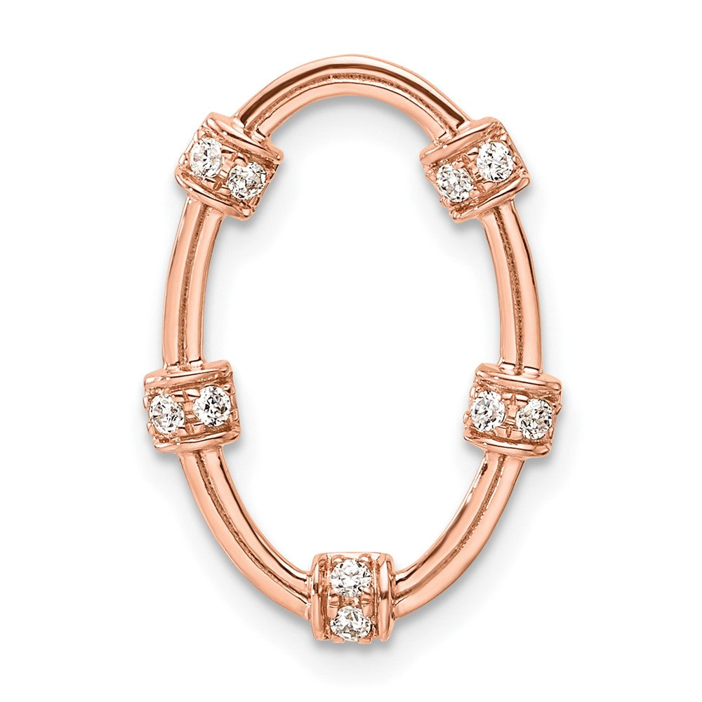 14K Roségold 0,10 ct. Labordiamant VS/SI+ G+ Oval Ketten-Gleitanhänger
