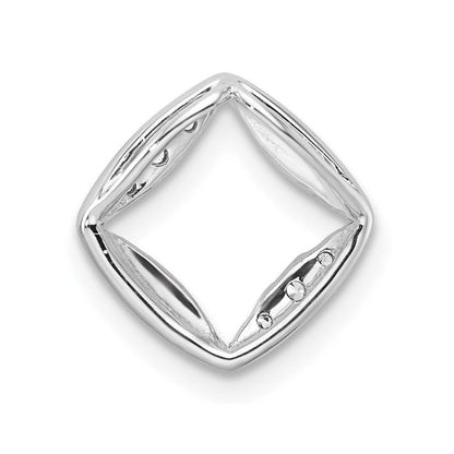 14K Weißgold 0,07 ct. Laborgezüchteter Diamant VS/SI+ G+ Quadratischer Ketten-Gleitanhänger