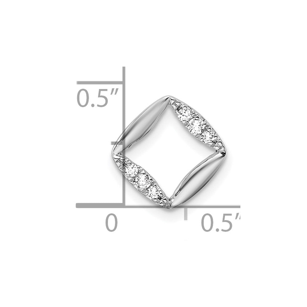 14K Weißgold 0,07 ct. Laborgezüchteter Diamant VS/SI+ G+ Quadratischer Ketten-Gleitanhänger