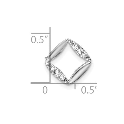 14K Weißgold 0,07 ct. Laborgezüchteter Diamant VS/SI+ G+ Quadratischer Ketten-Gleitanhänger