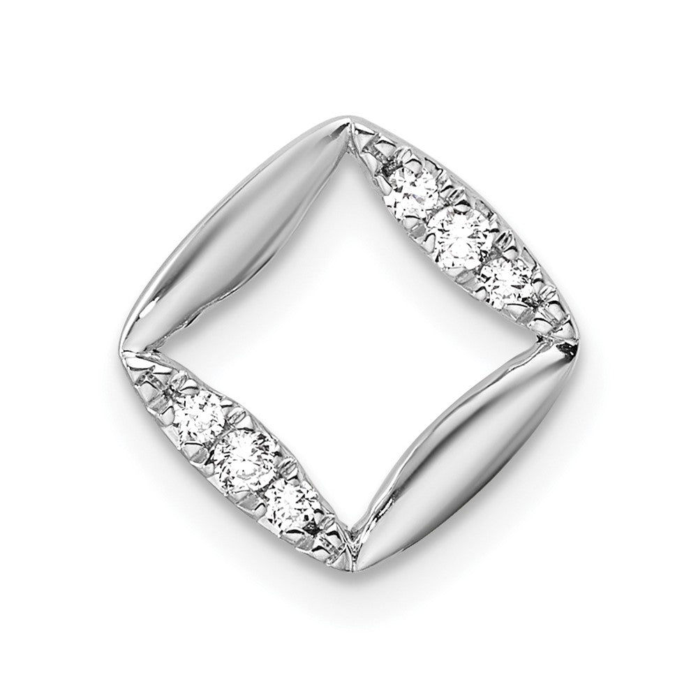 14K Weißgold 0,07 ct. Laborgezüchteter Diamant VS/SI+ G+ Quadratischer Ketten-Gleitanhänger