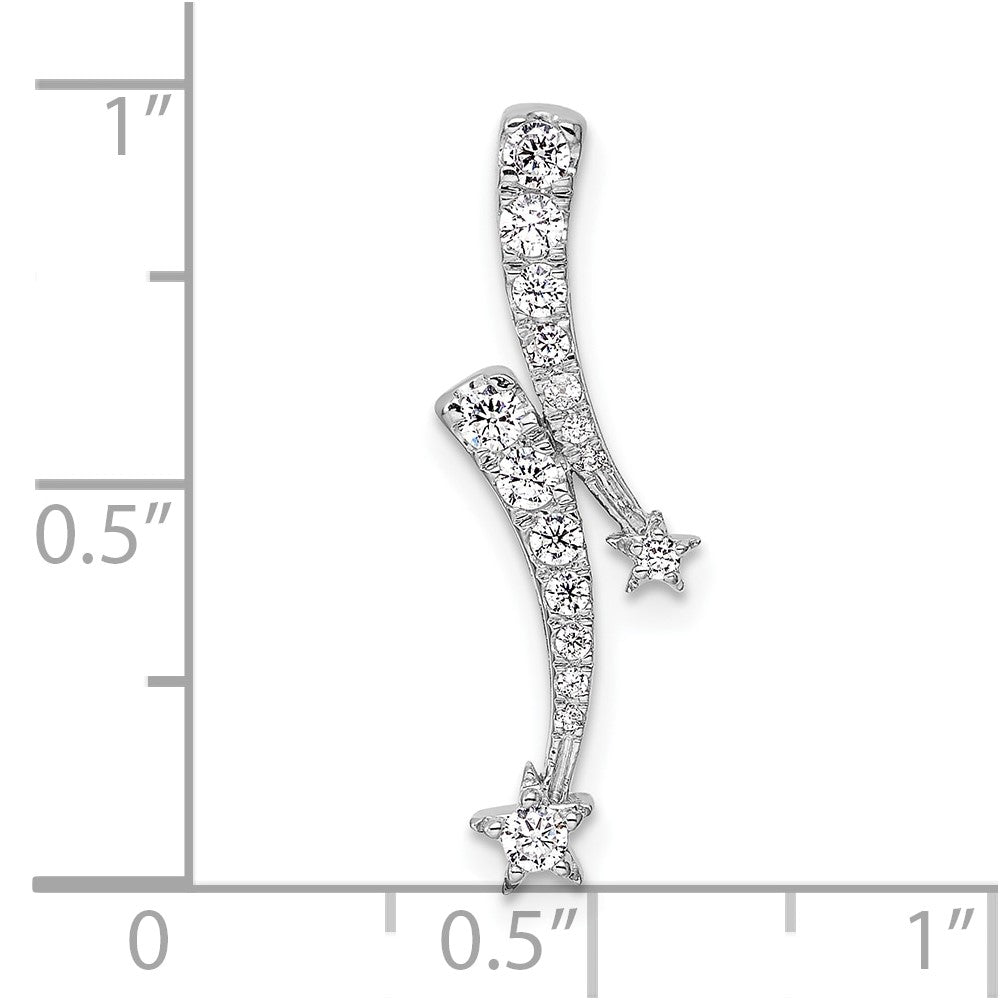 14K Weißgold 0,25 ct. Laborgezüchteter Diamant VS/SI+ G+ Sternschnuppen-Ketten-Gleitanhänger