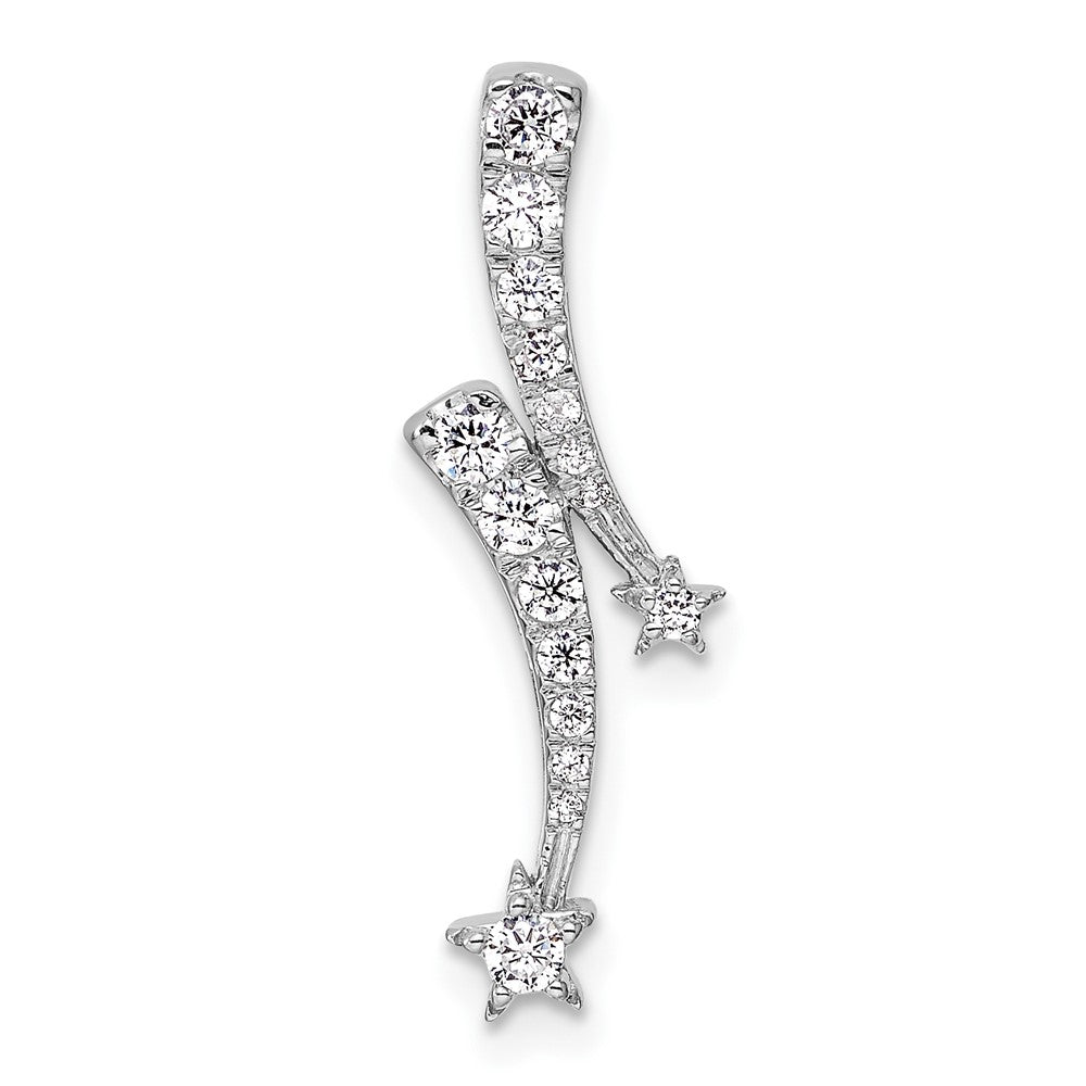 14K Weißgold 0,25 ct. Laborgezüchteter Diamant VS/SI+ G+ Sternschnuppen-Ketten-Gleitanhänger