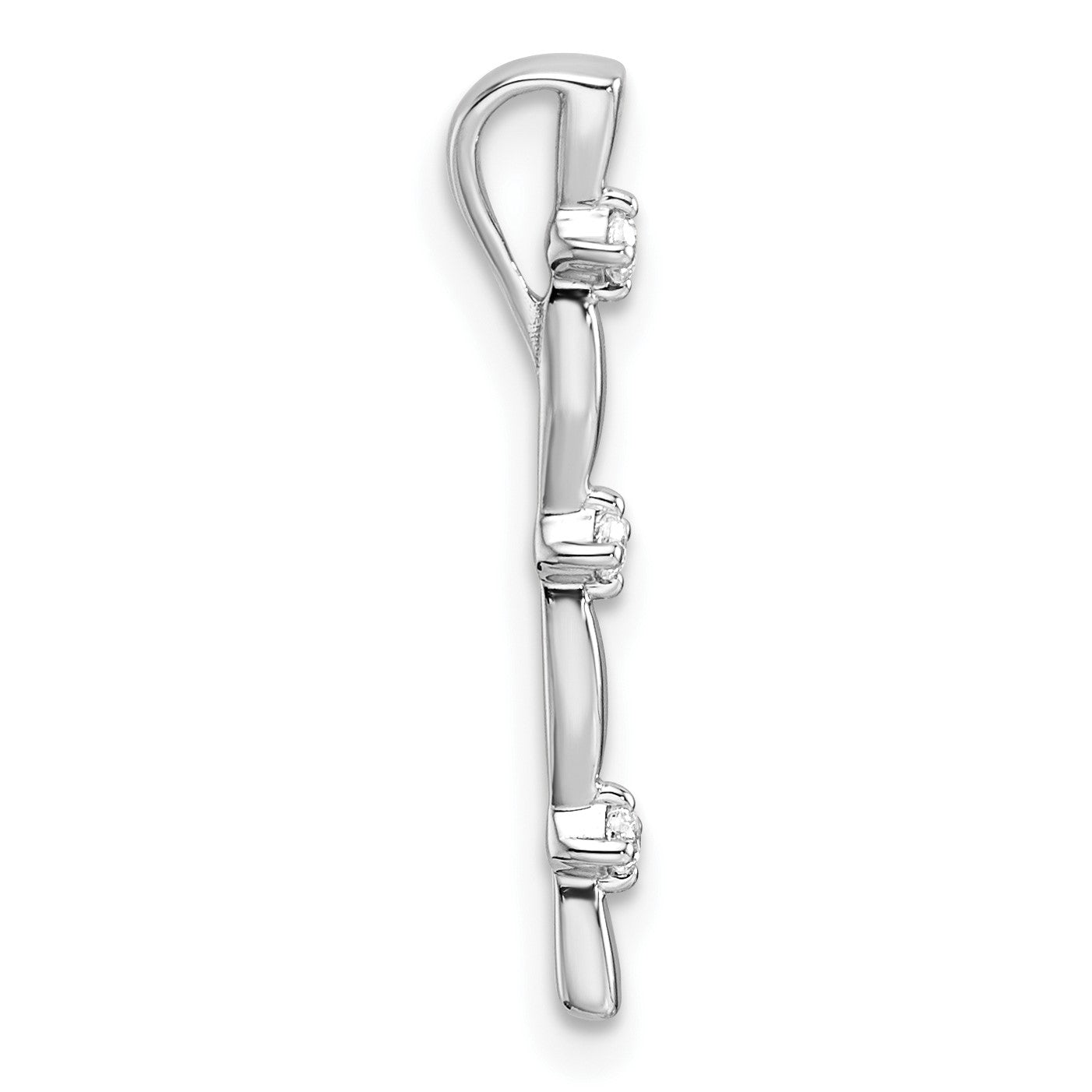 14K Weißgold 0,05 ct. Laborgezüchteter Diamant VS/SI+ G+ Fantasie-Stabketten-Gleitanhänger
