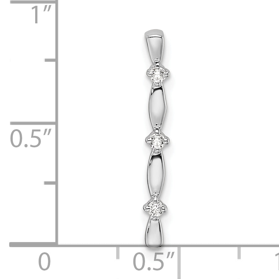 14K Weißgold 0,05 ct. Laborgezüchteter Diamant VS/SI+ G+ Fantasie-Stabketten-Gleitanhänger