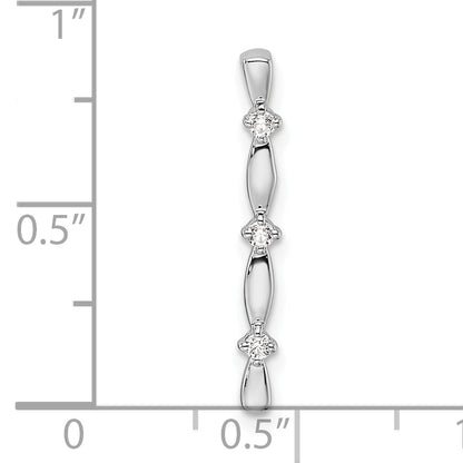 14K Weißgold 0,05 ct. Laborgezüchteter Diamant VS/SI+ G+ Fantasie-Stabketten-Gleitanhänger