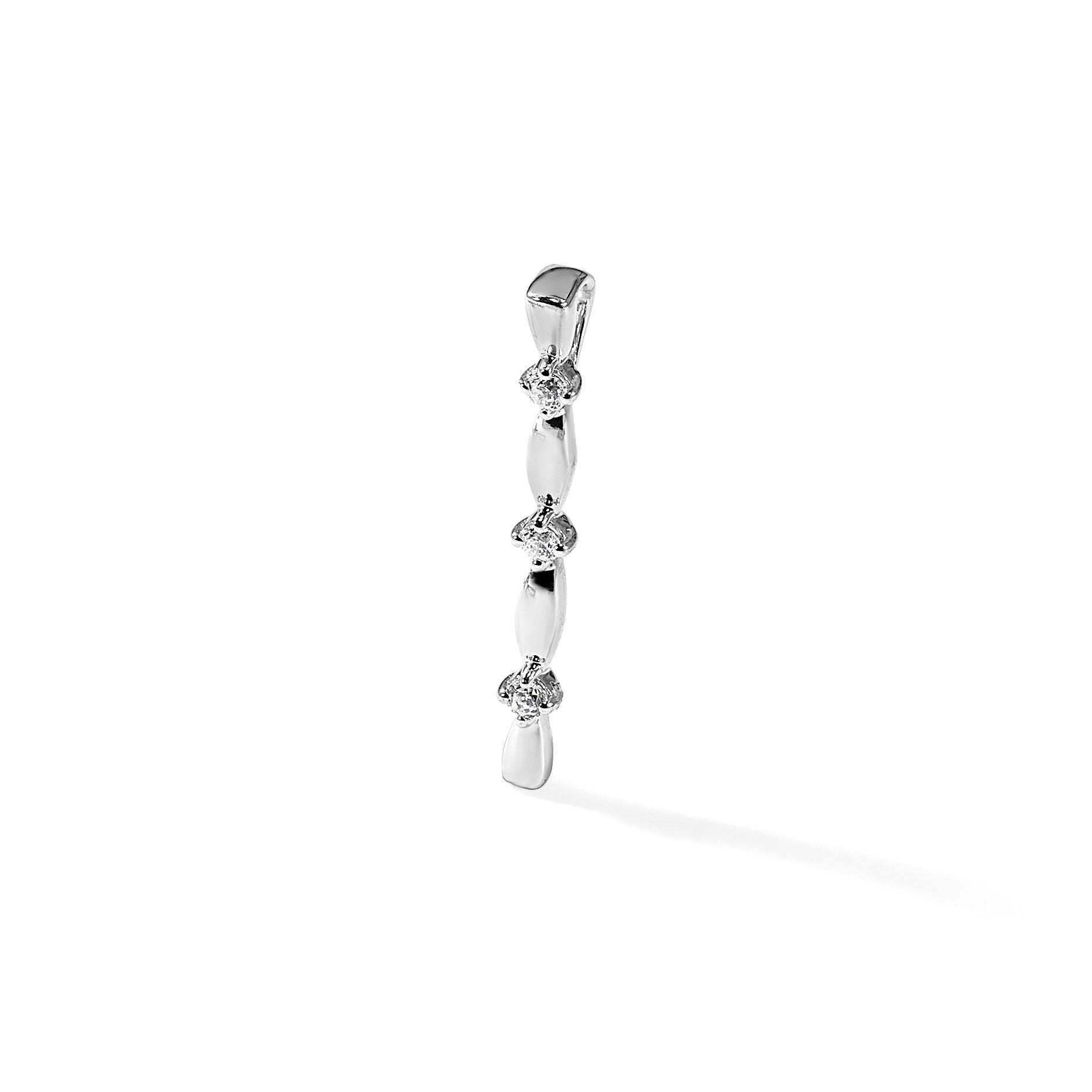 14K Weißgold 0,05 ct. Laborgezüchteter Diamant VS/SI+ G+ Fantasie-Stabketten-Gleitanhänger