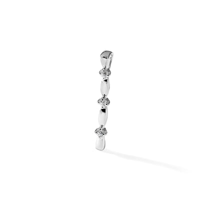 14K Weißgold 0,05 ct. Laborgezüchteter Diamant VS/SI+ G+ Fantasie-Stabketten-Gleitanhänger