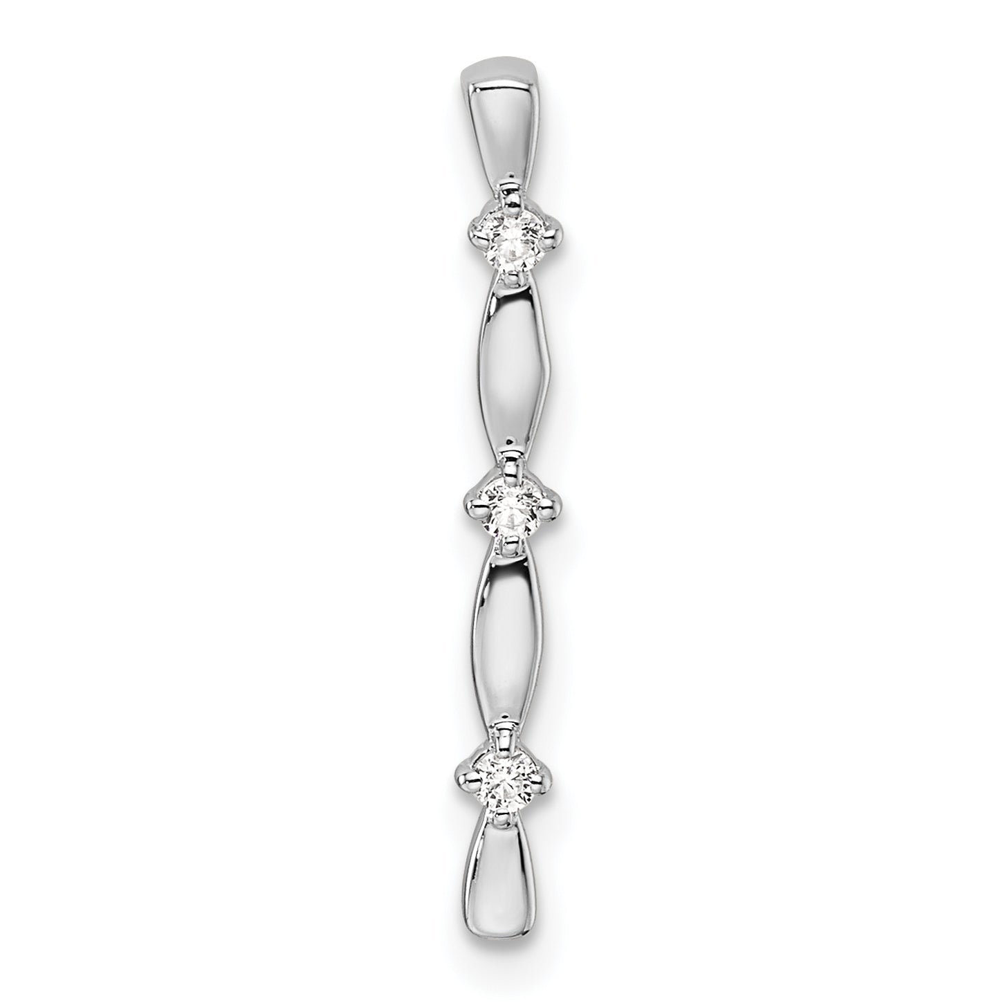 14K Weißgold 0,05 ct. Laborgezüchteter Diamant VS/SI+ G+ Fantasie-Stabketten-Gleitanhänger
