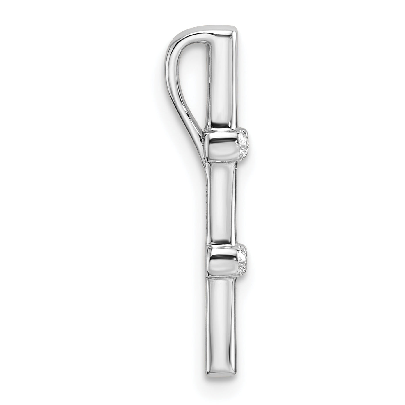 14K Weißgold 0,05 ct. Laborgezüchteter Diamant VS/SI+ G+ Fancy-Stab-Ketten-Gleitanhänger