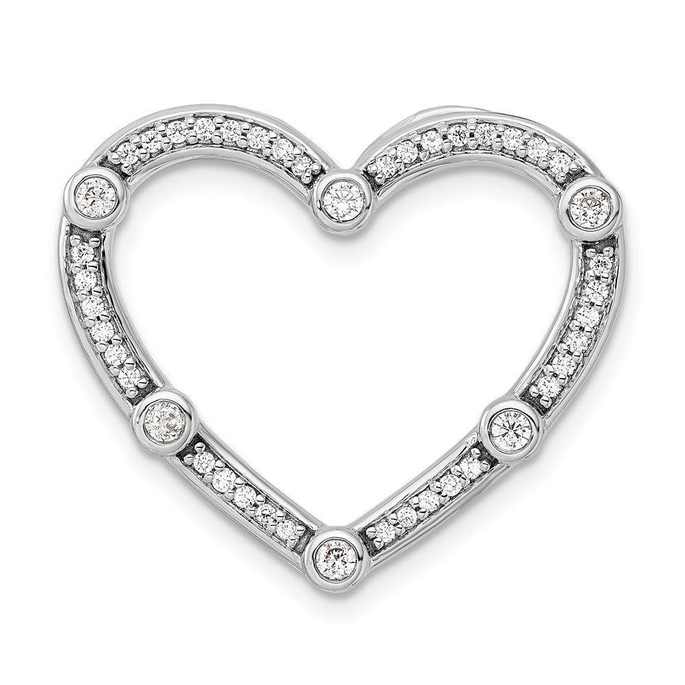 14K Weißgold 0,33 ct. Laborgezüchteter Diamant VS/SI+ G+ Offenes-Herz Ketten-Gleitanhänger