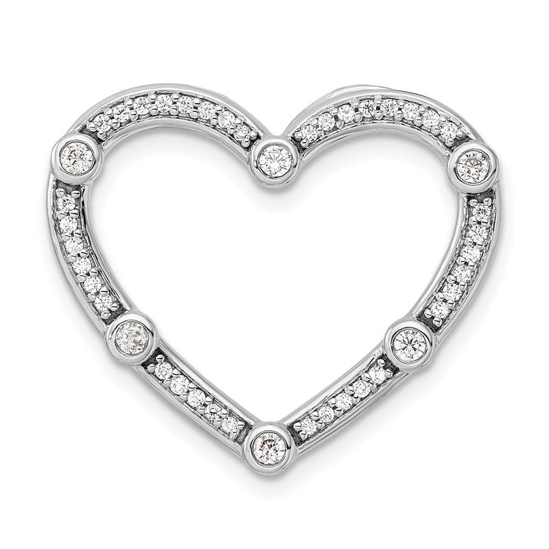 14K Weißgold 0,33 ct. Laborgezüchteter Diamant VS/SI+ G+ Offenes-Herz Ketten-Gleitanhänger
