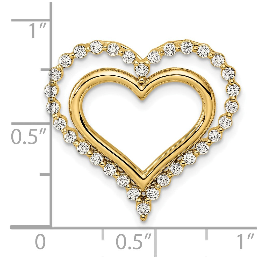 14K Gelbgold 0,5 ct. Laborgezüchteter Diamant VS/SI+ G+ Doppelherz-Ketten-Gleitanhänger