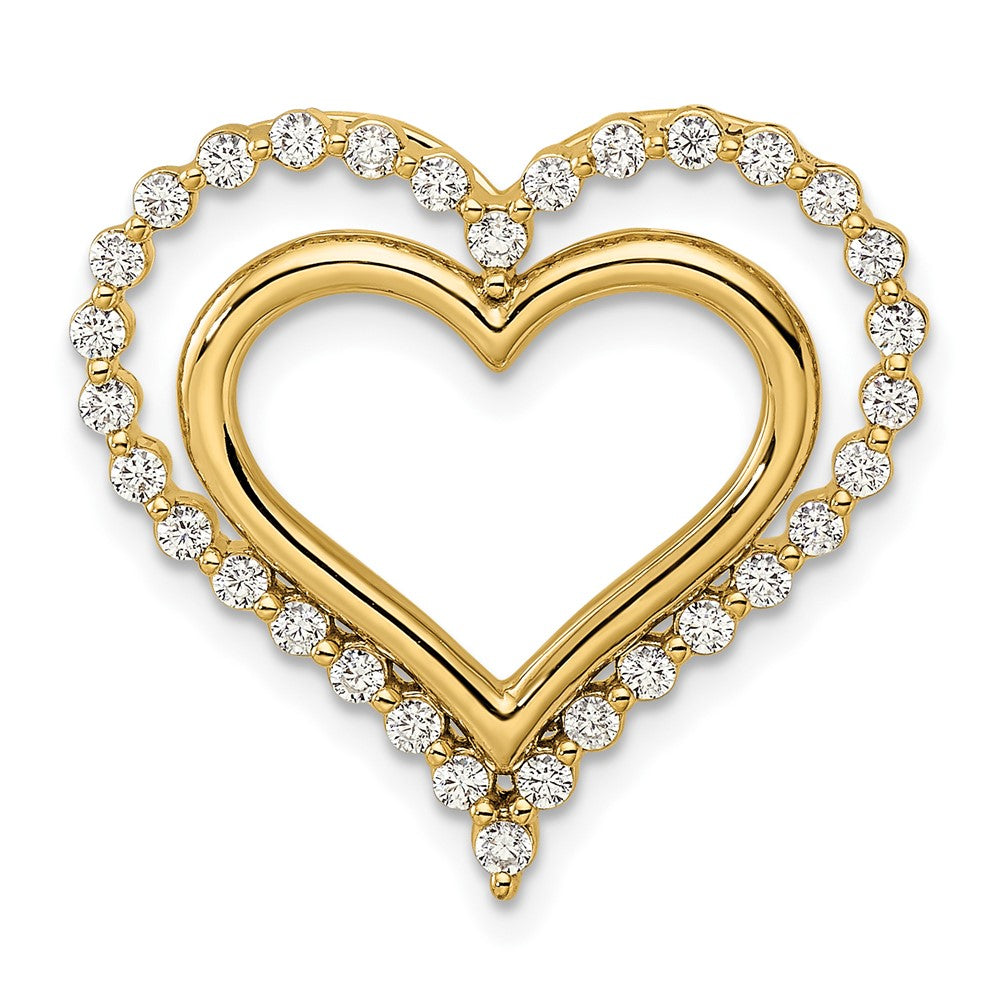 14K Gelbgold 0,5 ct. Laborgezüchteter Diamant VS/SI+ G+ Doppelherz-Ketten-Gleitanhänger