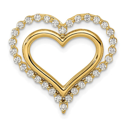 14K Gelbgold 0,5 ct. Laborgezüchteter Diamant VS/SI+ G+ Doppelherz-Ketten-Gleitanhänger