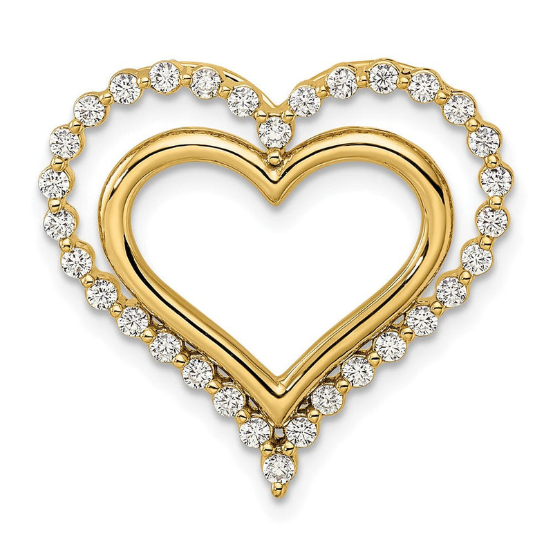 14K Gelbgold 0,5 ct. Laborgezüchteter Diamant VS/SI+ G+ Doppelherz-Ketten-Gleitanhänger