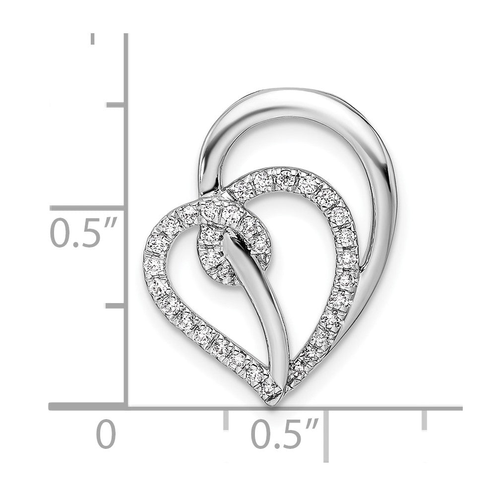 14K Weißgold Wirbel-Herz-Ketten-Gleitanhänger mit 0,25 ct. im Labor gezüchtetem Diamanten VS/SI+ G+