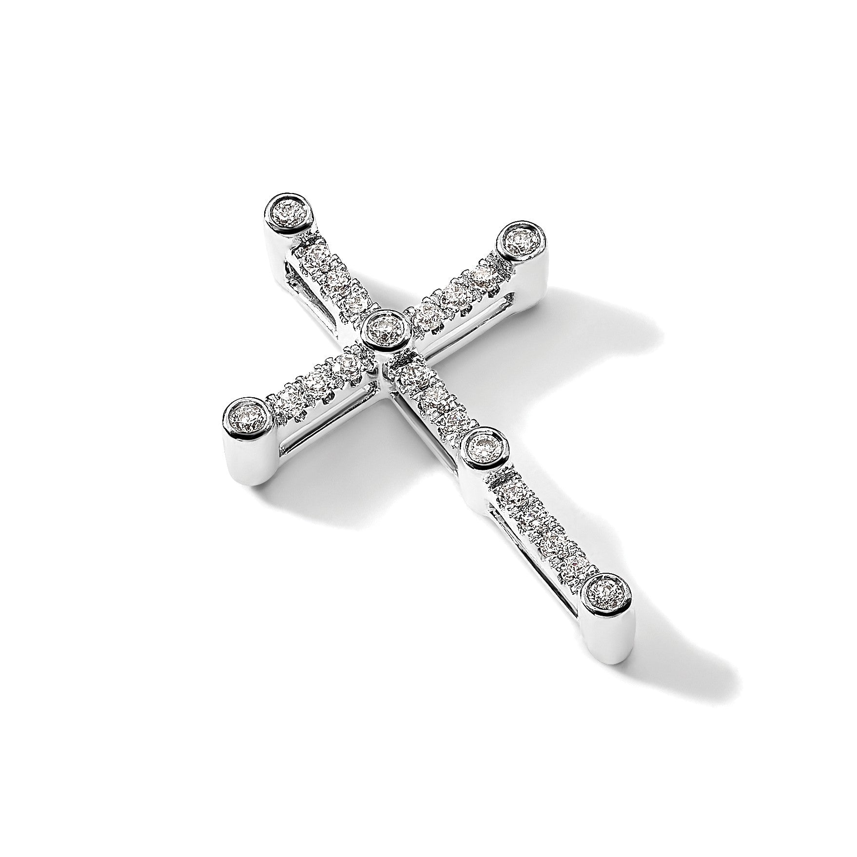 14K Weißgold 0,2 ct. Labordiamant VS/SI+ G+ Kreuz-Ketten-Gleitanhänger