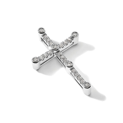 14K Weißgold 0,2 ct. Labordiamant VS/SI+ G+ Kreuz-Ketten-Gleitanhänger