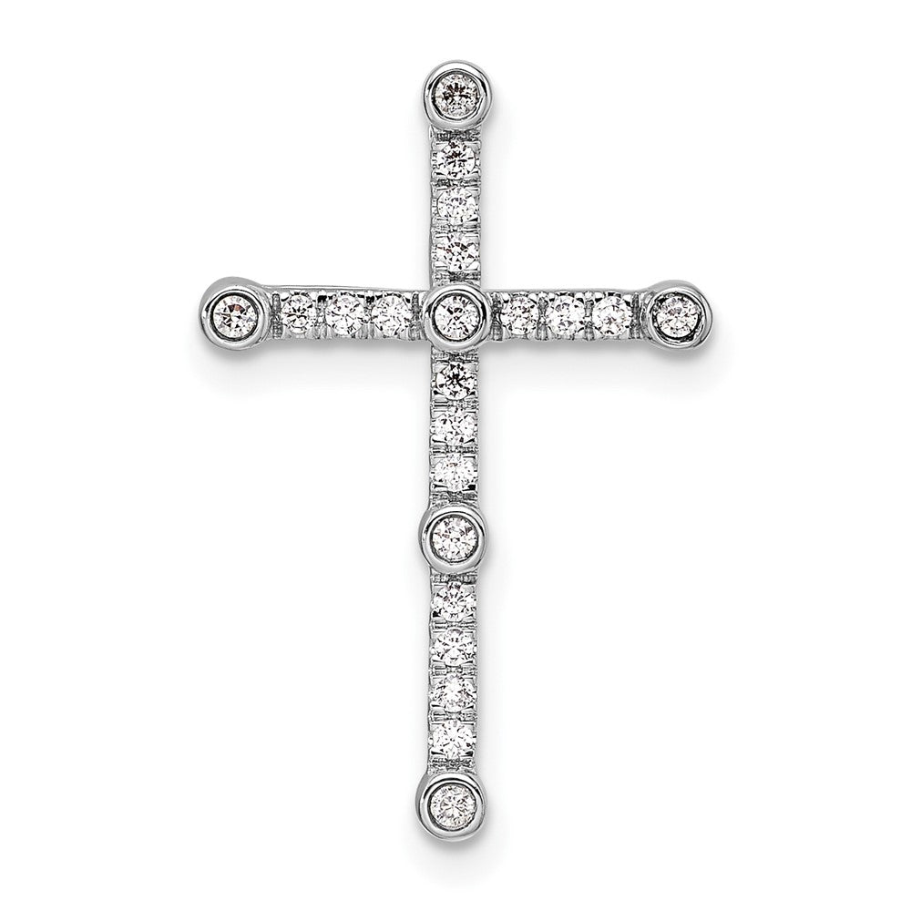 14K Weißgold 0,2 ct. Labordiamant VS/SI+ G+ Kreuz-Ketten-Gleitanhänger