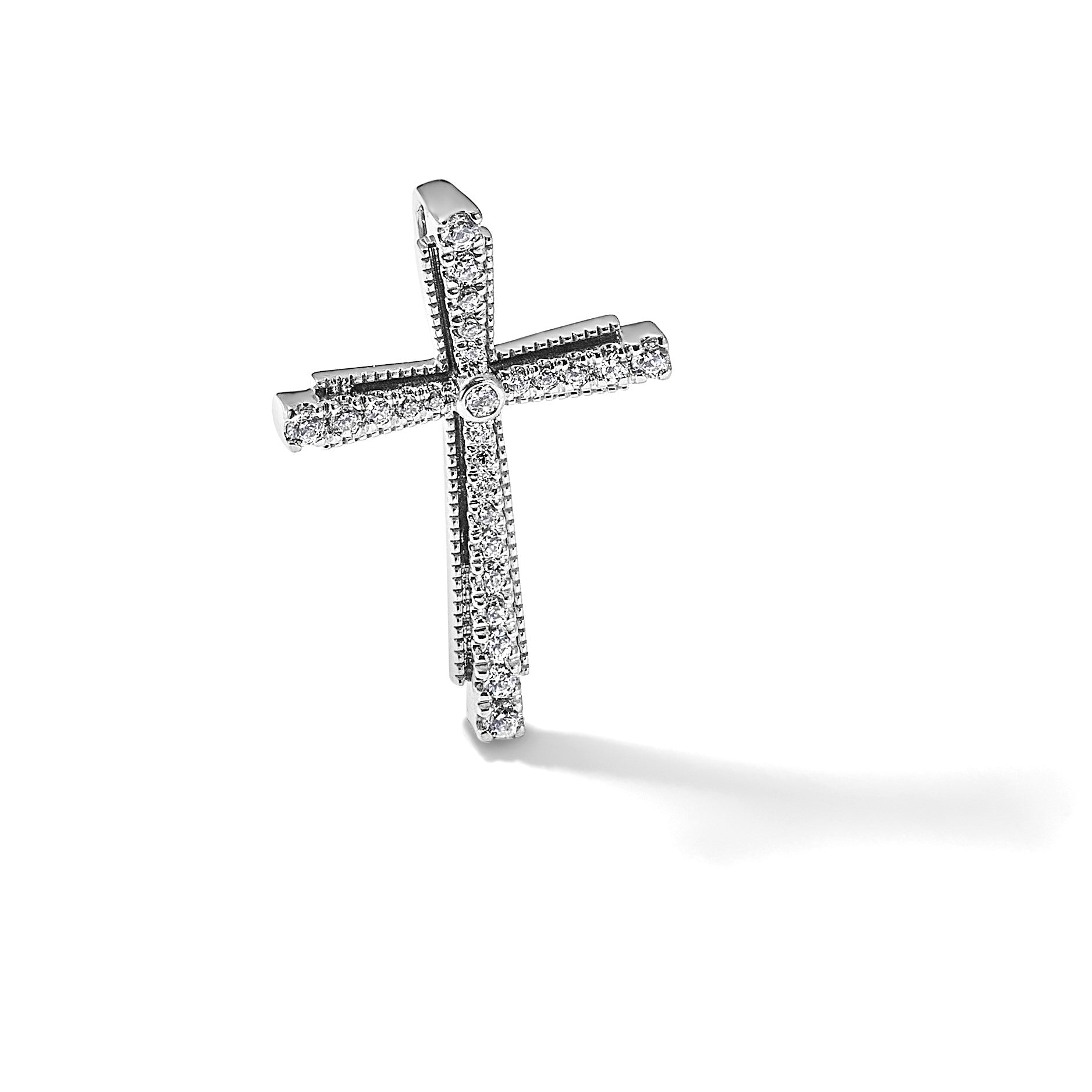 14 K Weißgold Kreuz-Gleitanhänger mit 0,25 ct. Labor-Diamant VS/SI+ G+