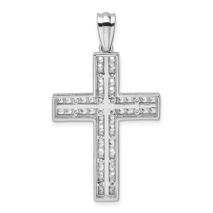 14 Karat Weißgold Doppelkreuz-Anhänger mit 1 ct. laborgezüchtetem Diamant VS/SI+ G+