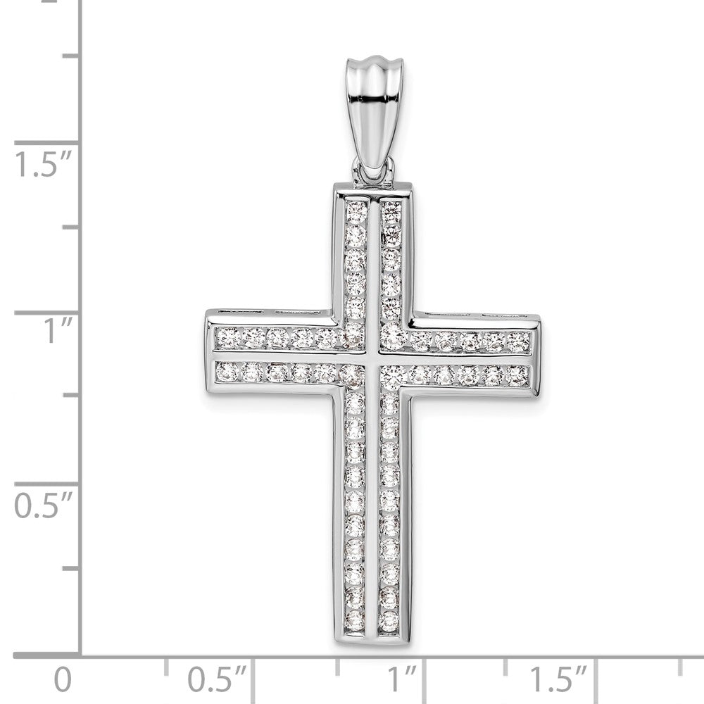 14 Karat Weißgold Doppelkreuz-Anhänger mit 1 ct. laborgezüchtetem Diamant VS/SI+ G+