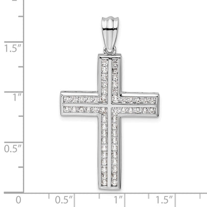 14 Karat Weißgold Doppelkreuz-Anhänger mit 1 ct. laborgezüchtetem Diamant VS/SI+ G+