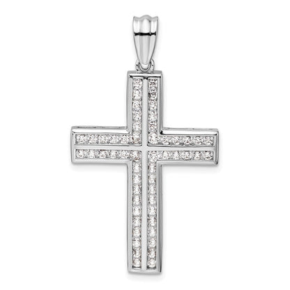 14 Karat Weißgold Doppelkreuz-Anhänger mit 1 ct. laborgezüchtetem Diamant VS/SI+ G+