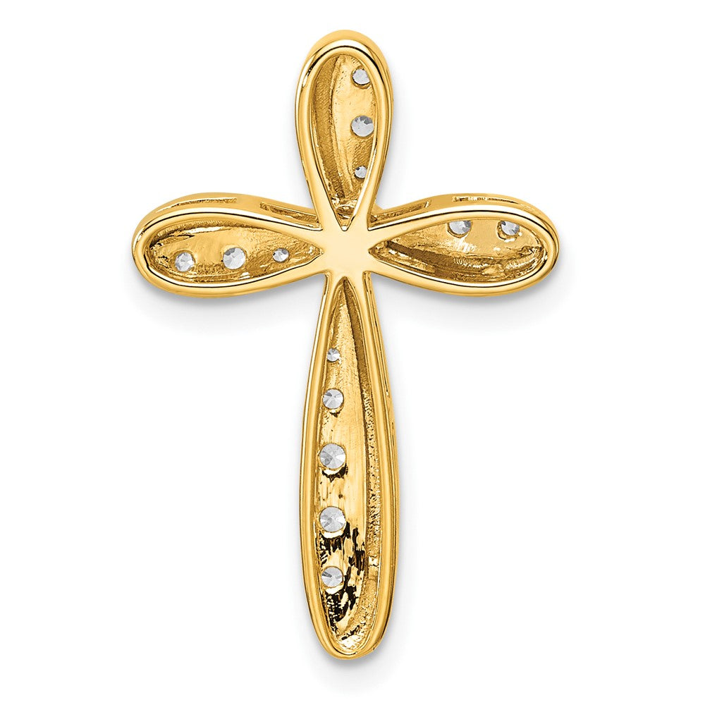 14K Gelbgold Kreuz-Gleitanhänger mit 0,375 ct. Laborgezüchtetem Diamant VS/SI+ G+