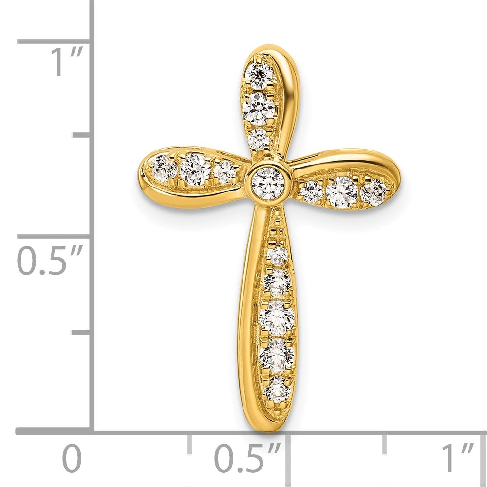 14K Gelbgold Kreuz-Gleitanhänger mit 0,375 ct. Laborgezüchtetem Diamant VS/SI+ G+