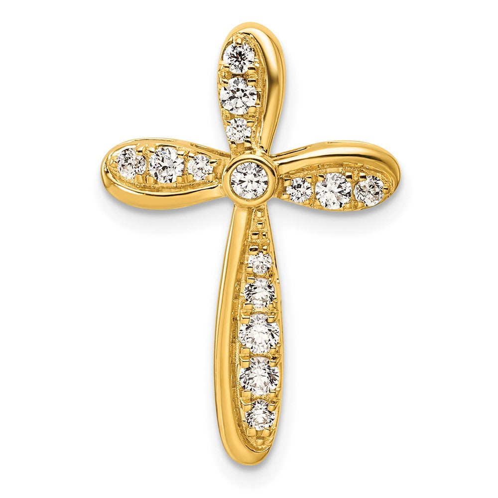 14K Gelbgold Kreuz-Gleitanhänger mit 0,375 ct. Laborgezüchtetem Diamant VS/SI+ G+