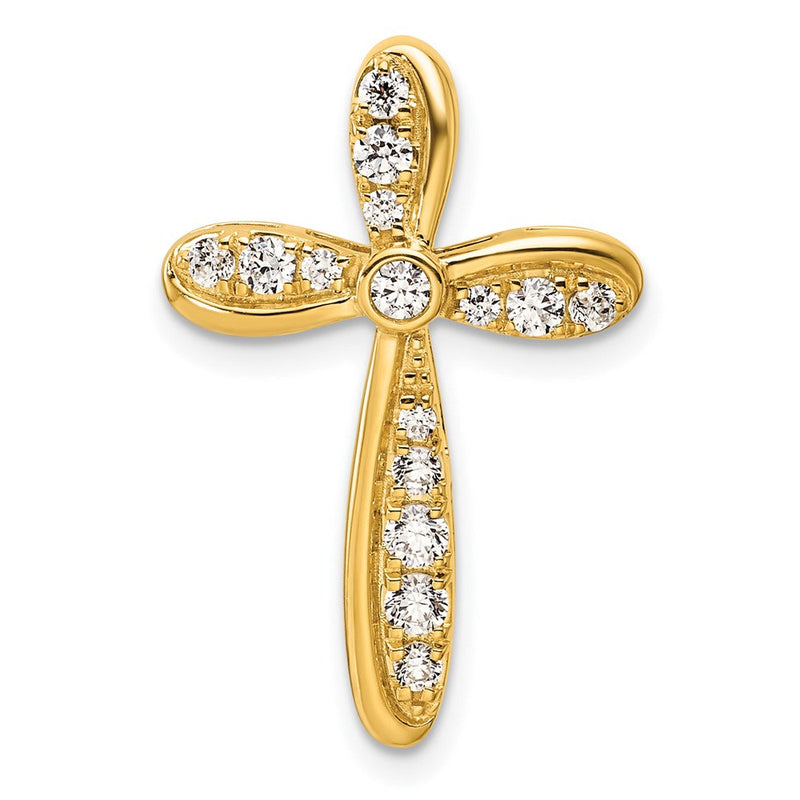 14K Gelbgold Kreuz-Gleitanhänger mit 0,375 ct. Laborgezüchtetem Diamant VS/SI+ G+
