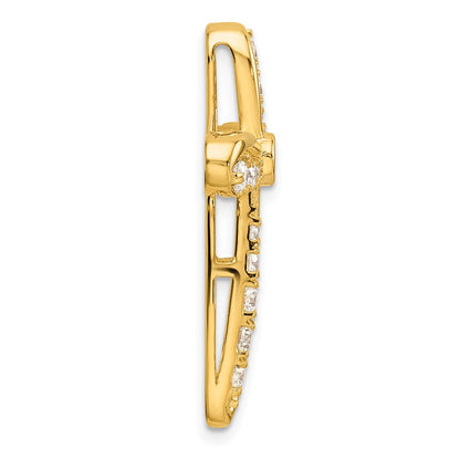 14K Gelbgold Kreuz-Gleitanhänger mit 0,75 ct. laborgezüchtetem Diamant VS/SI+ G+