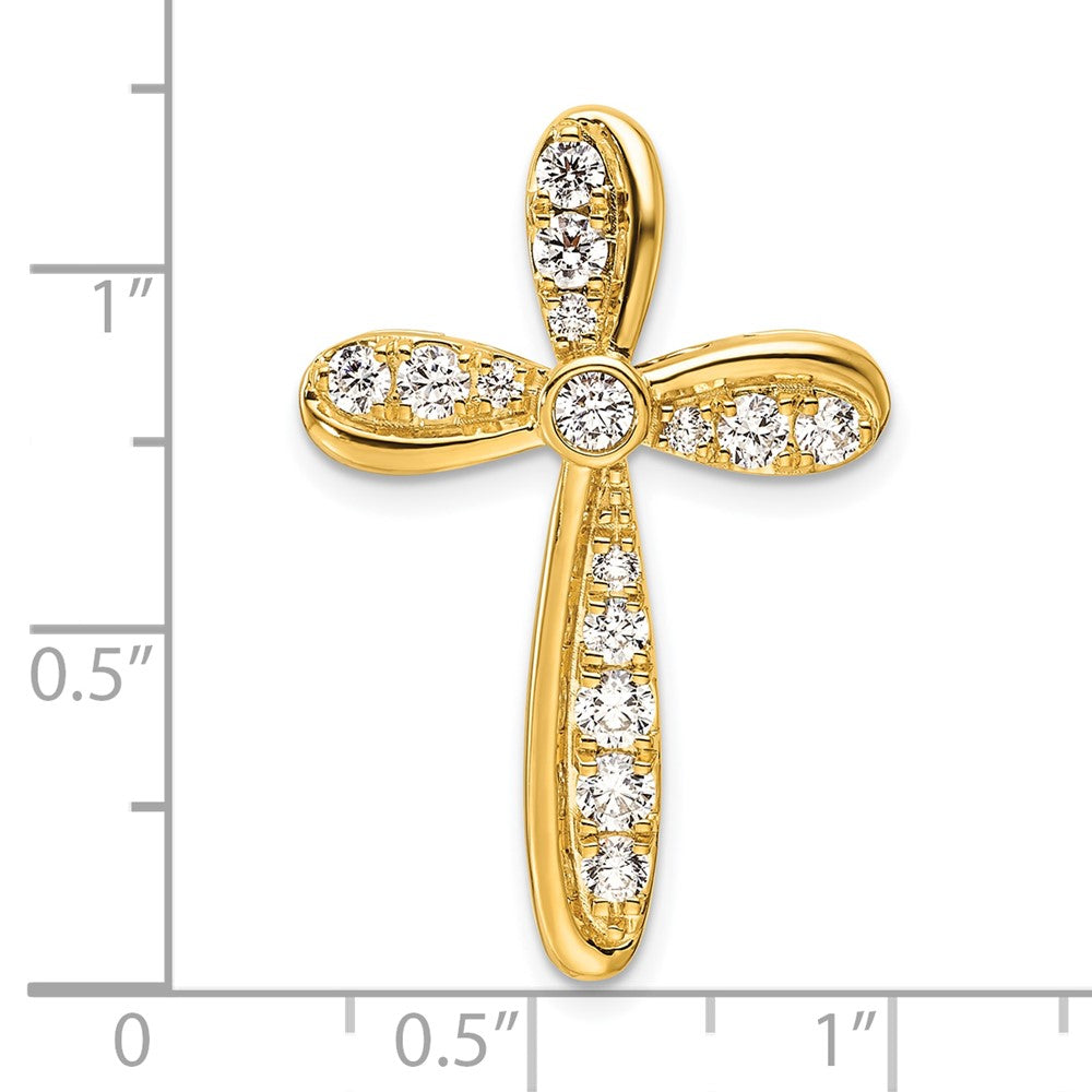 14K Gelbgold Kreuz-Gleitanhänger mit 0,75 ct. laborgezüchtetem Diamant VS/SI+ G+