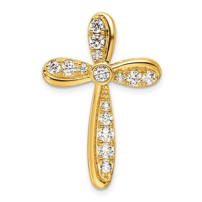 14K Gelbgold Kreuz-Gleitanhänger mit 0,75 ct. laborgezüchtetem Diamant VS/SI+ G+