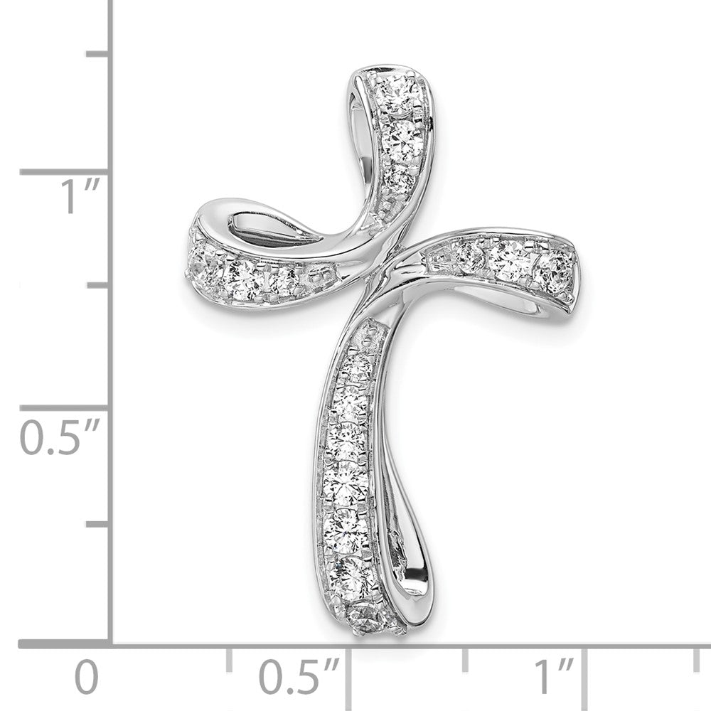 14K Weißgold Kreuz-Gleitanhänger mit 0,625 ct. im Labor gezüchteten Diamanten VS/SI+ G+ für Kette