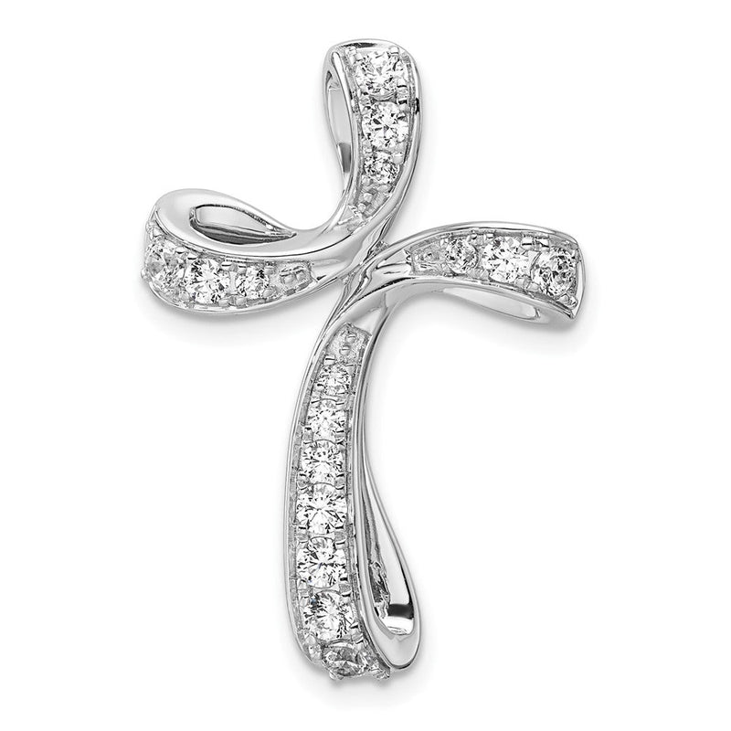 14K Weißgold Kreuz-Gleitanhänger mit 0,625 ct. im Labor gezüchteten Diamanten VS/SI+ G+ für Kette