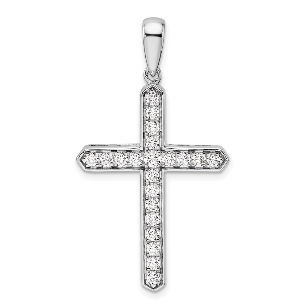 14K Weißgold-Kreuzanhänger mit 0,75 ct. laborgezüchtetem Diamant VS/SI+ G+