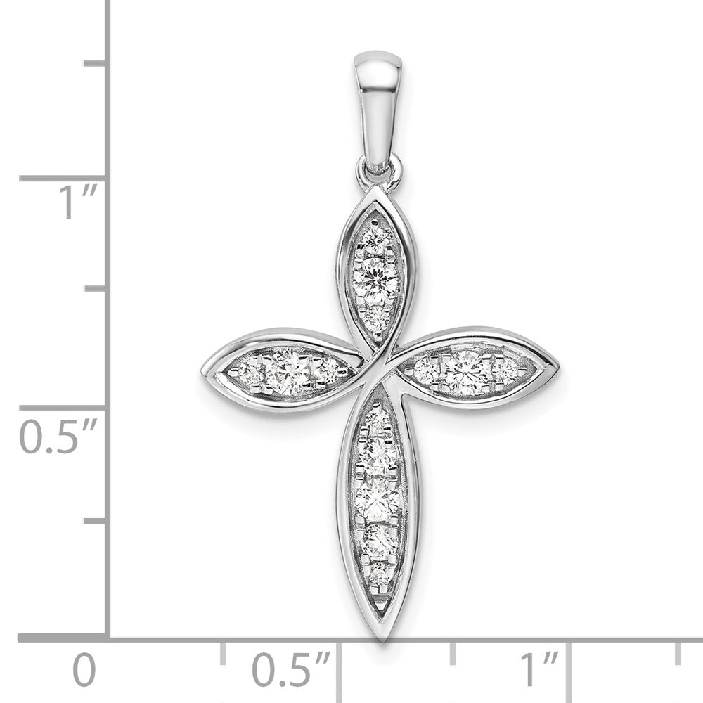 14K Weißgold Kreuzanhänger mit 0,33 ct. im Labor gezüchtetem Diamant, VS/SI+ G+