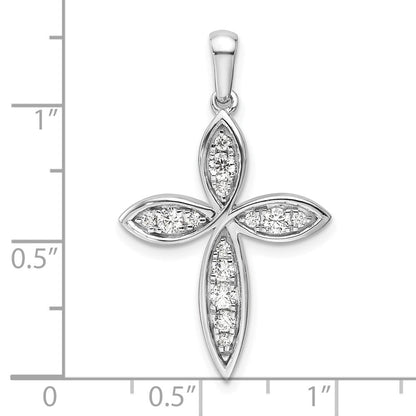 14K Weißgold Kreuzanhänger mit 0,33 ct. im Labor gezüchtetem Diamant, VS/SI+ G+