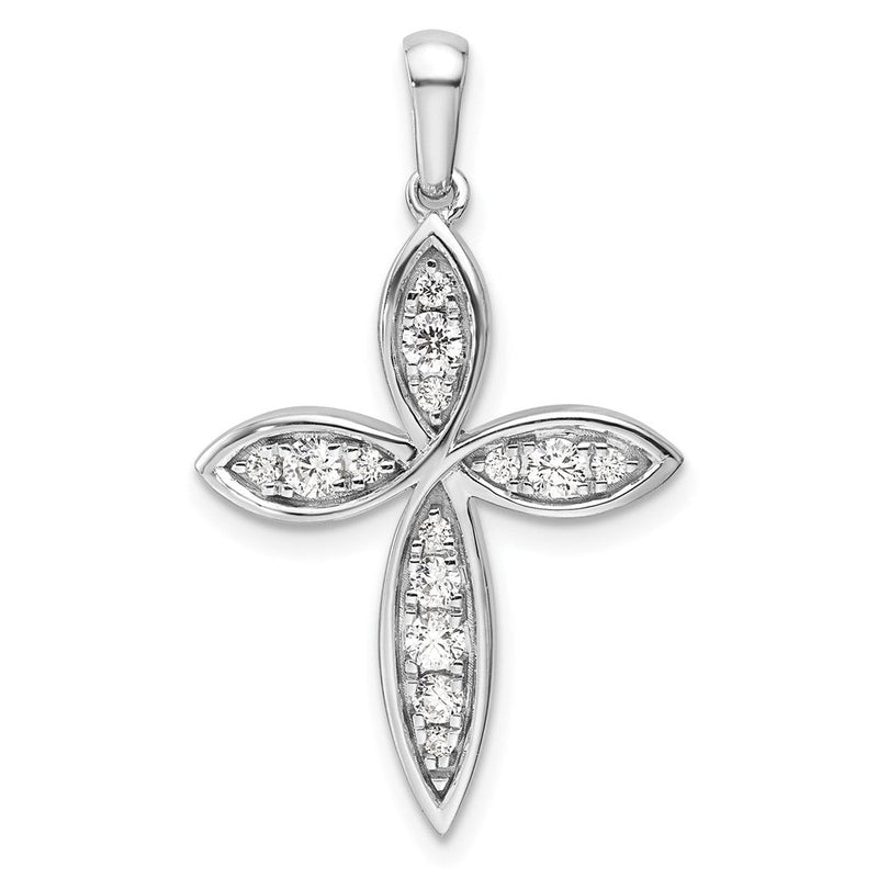14K Weißgold Kreuzanhänger mit 0,33 ct. im Labor gezüchtetem Diamant, VS/SI+ G+